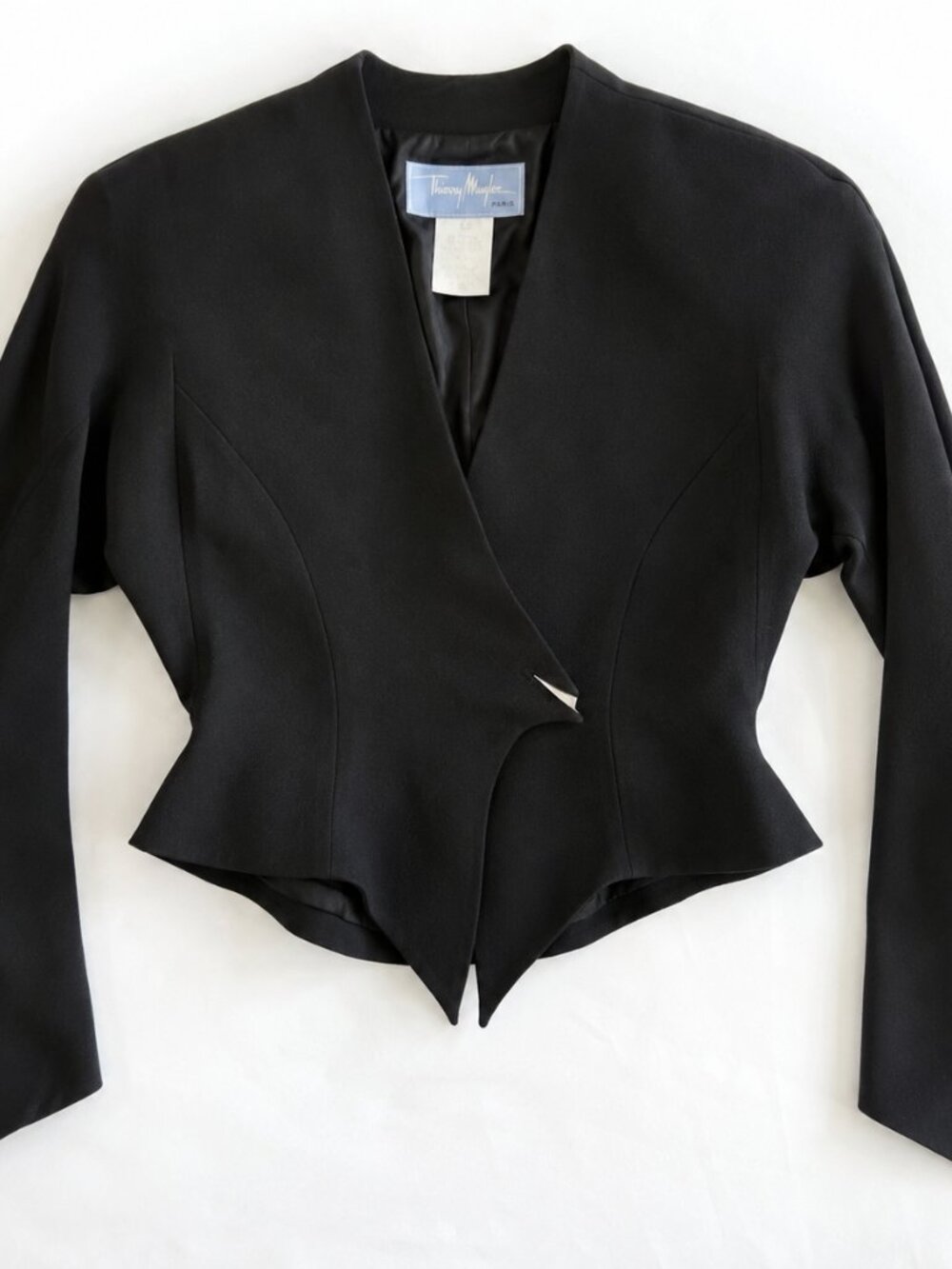 Vintage Thierry Mugler Les Atlantes SS 1989 Sculptural Runway Jacket FR 42 Black